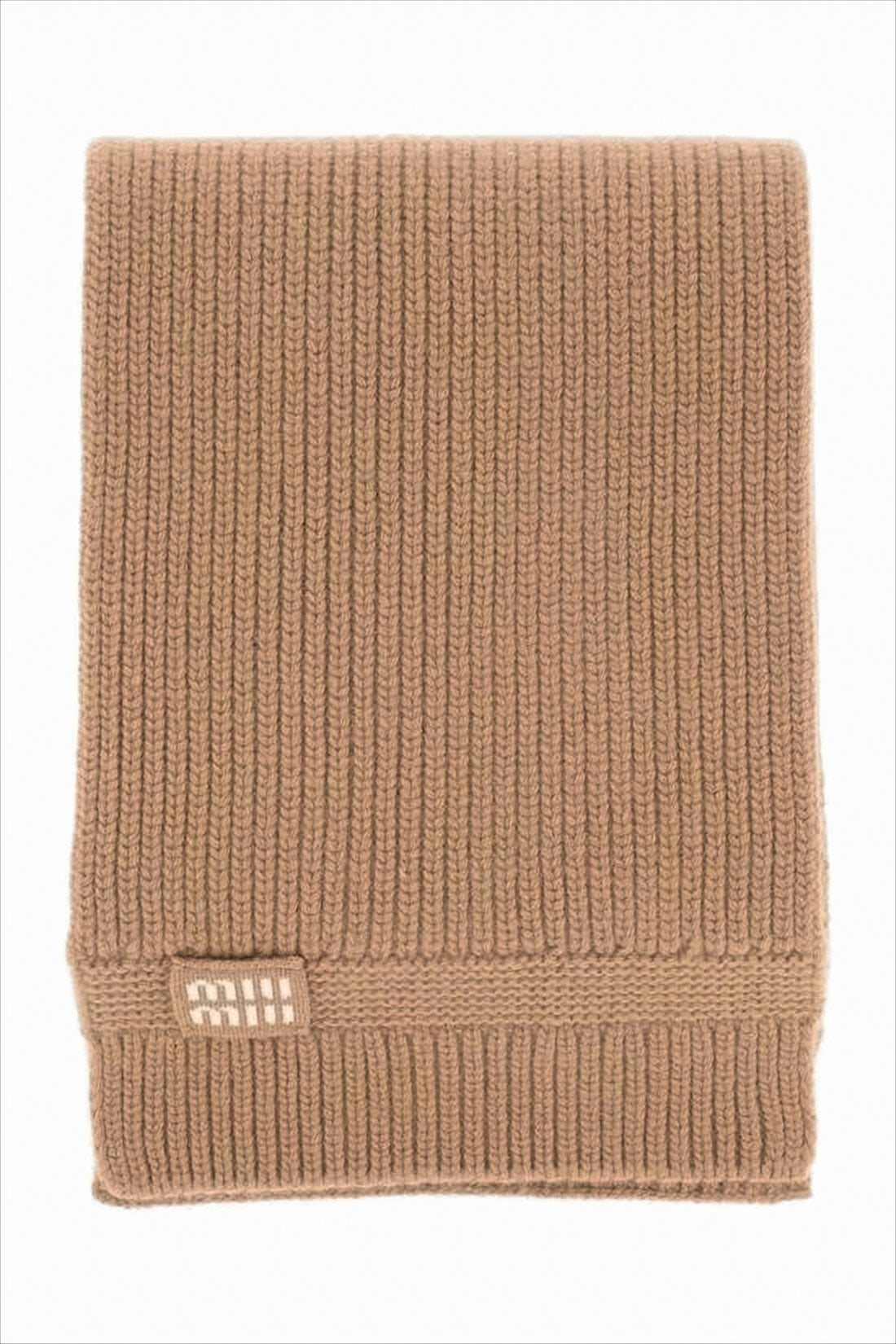 Ribbed Knit Scarf in Warm Neutral Tone