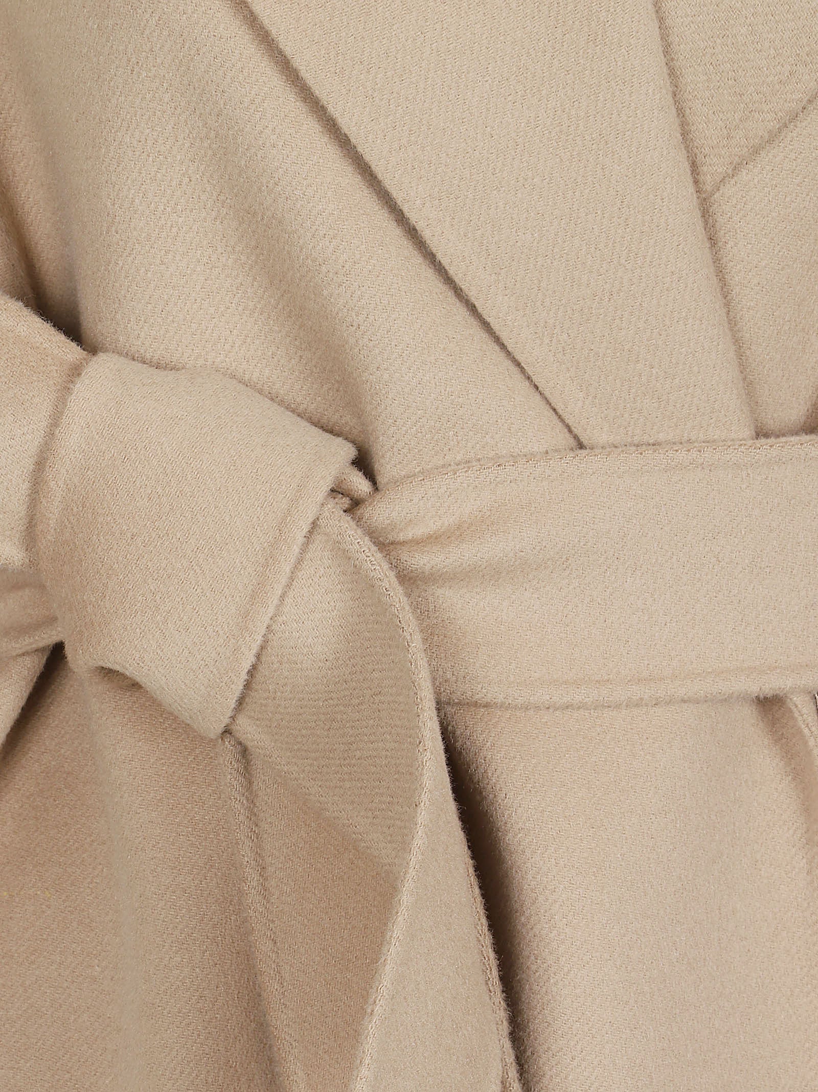 Tailored Coat with Wide Lapel Collar and Self-Tie Belt