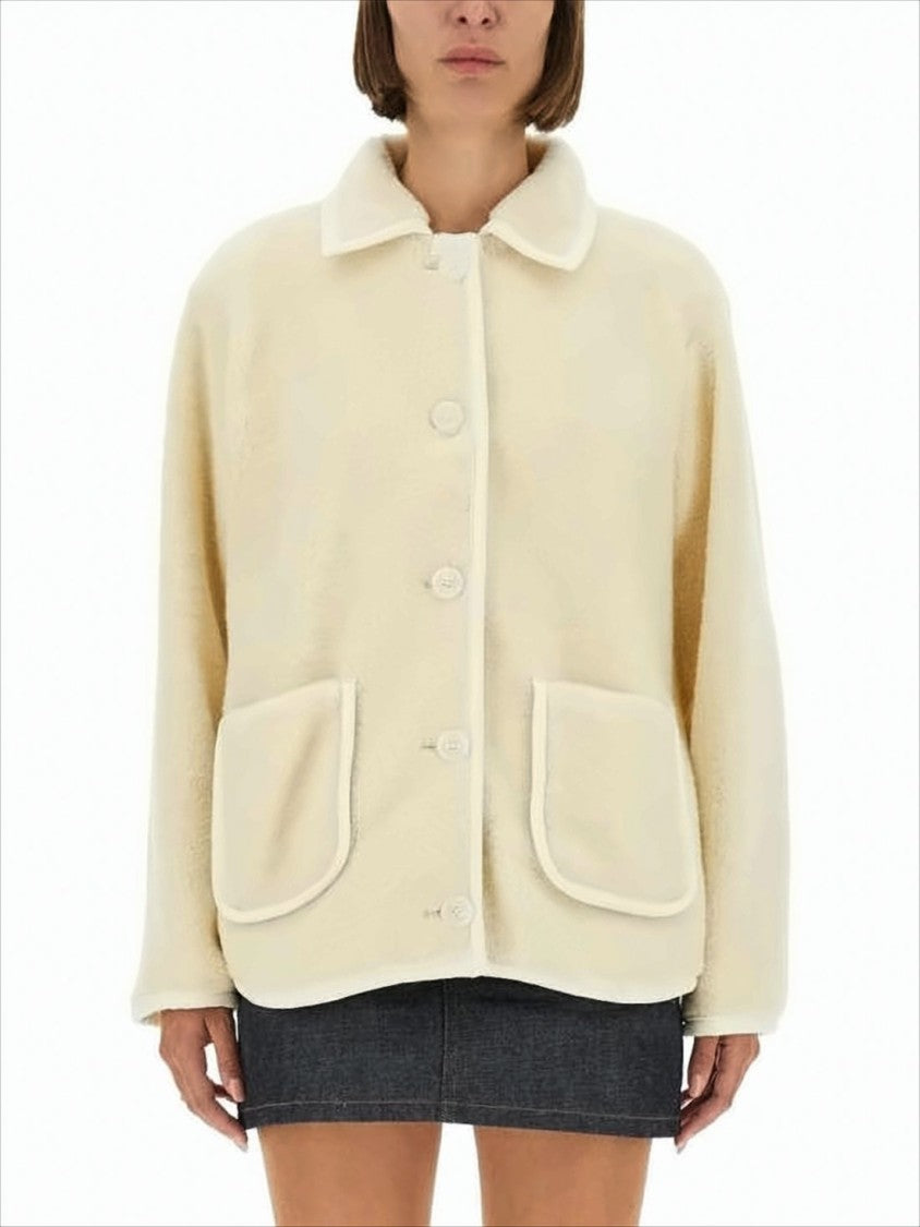 Plush Cream Jacket with Classic Collar