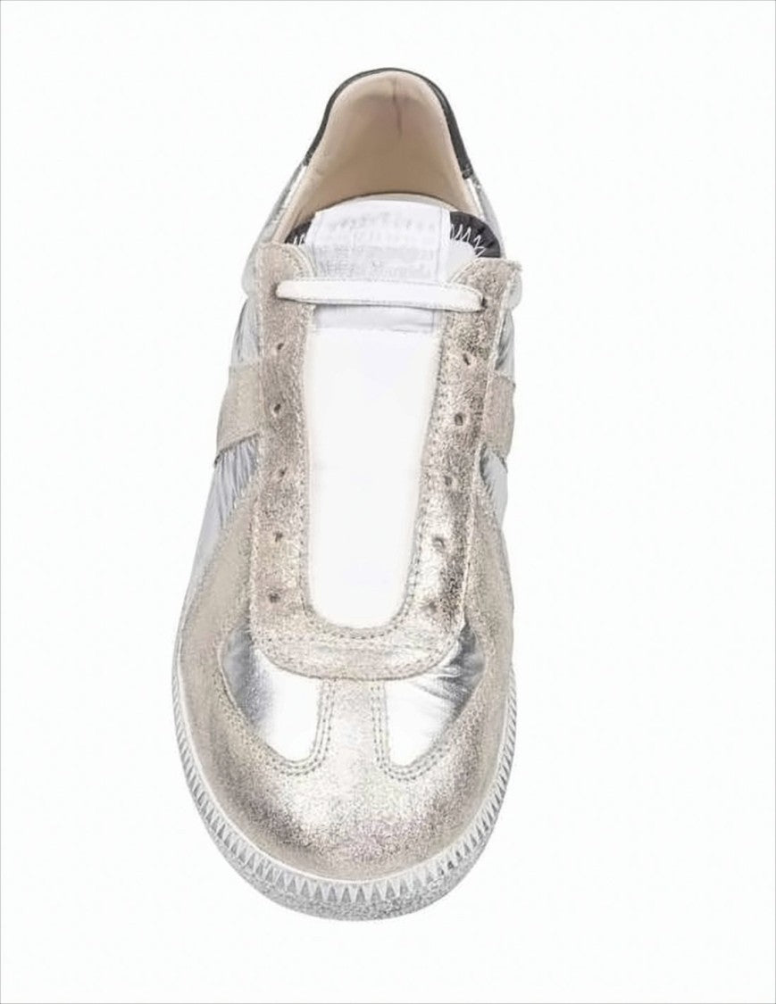 Metallic Silver Low-Profile Sneakers