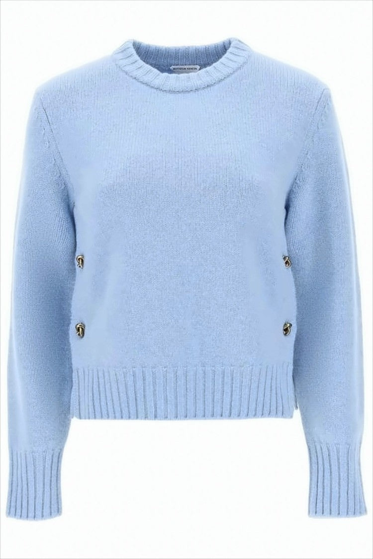 Textured Knit Sweater With Decorative Buttons