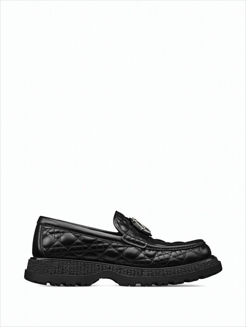 Quilted Black Buffalo Leather Loafers