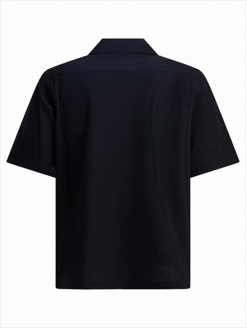 Classic Black Wool Short-Sleeved Shirt
