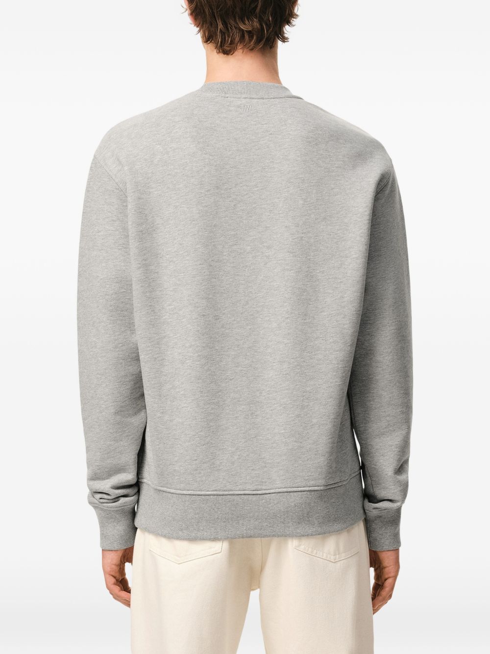 Grey Crochet Patch Tonal Embroidery Sweatshirt