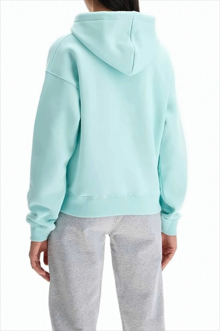 Pastel Mint Cropped Hoodie With Embroidered Fox Logo
