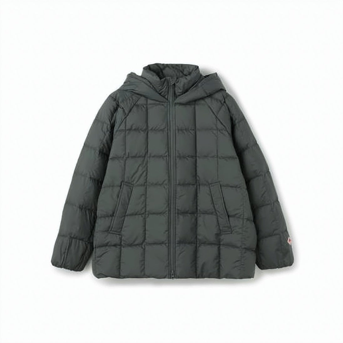 Quilted Grey Down Coat with Hood
