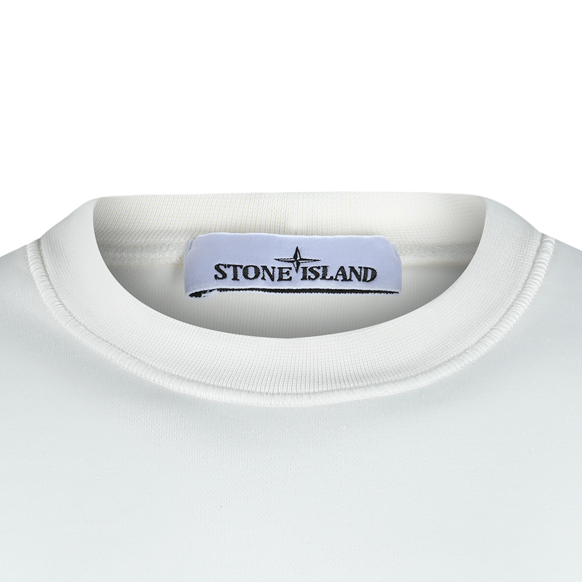 White Crewneck Sweater with Ribbed Details