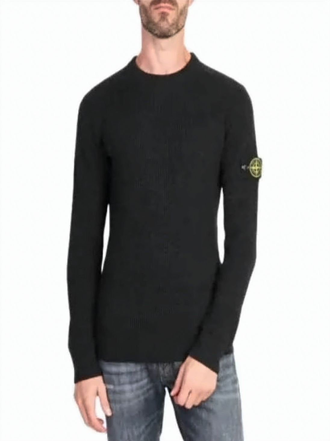 Black Crew Neck Sweater with Fitted Silhouette