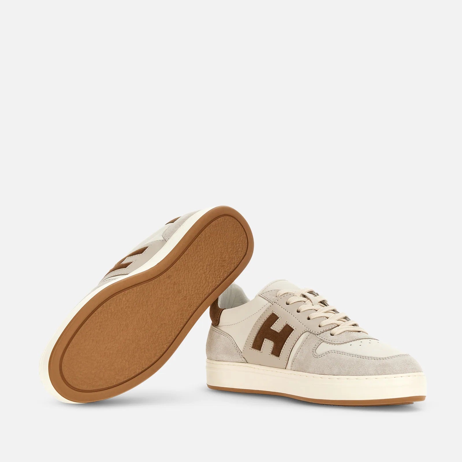 H668 Allacciato H Banda Sneakers in Beige Brown