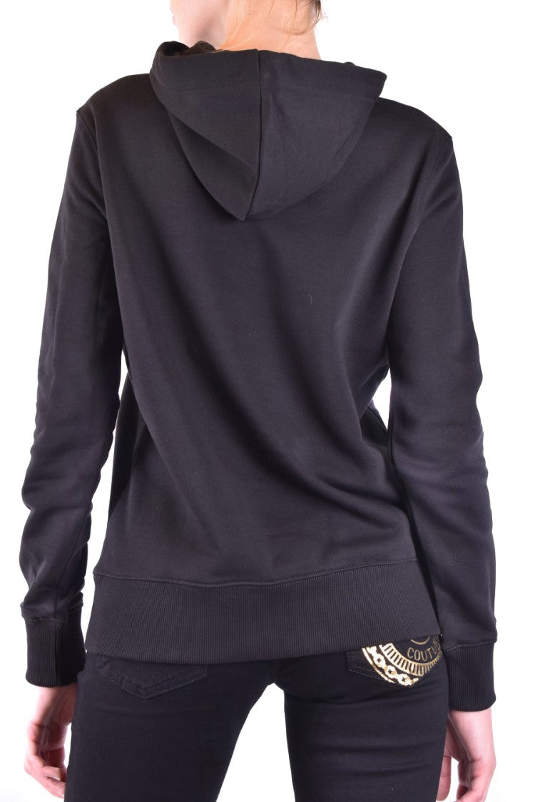 Hooded Black Sweatshirt With Bold Logo Print