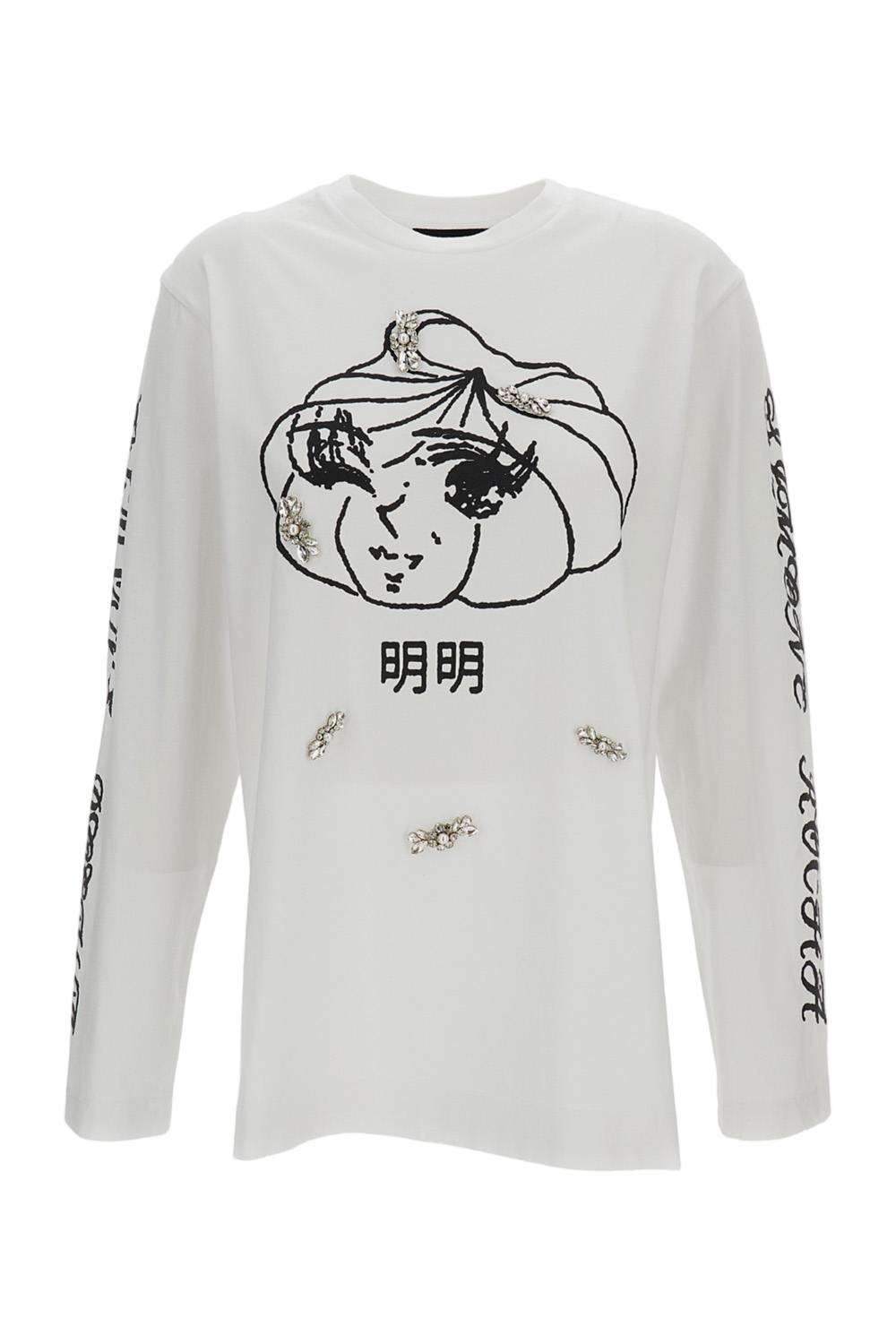 White Dim Sum Logo Print Long Sleeve T-Shirt