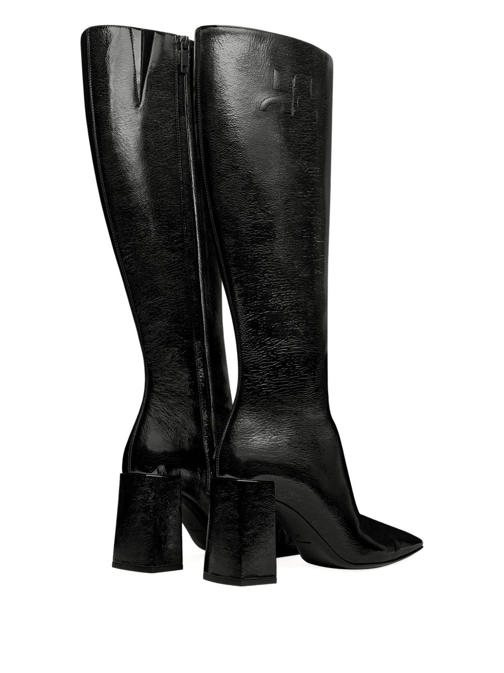 Pointed Toe Black Boots With Glossy Finish