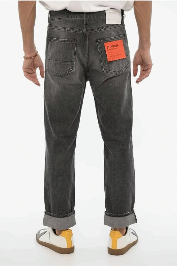 Relaxed Fit Straight Leg Denim Pants