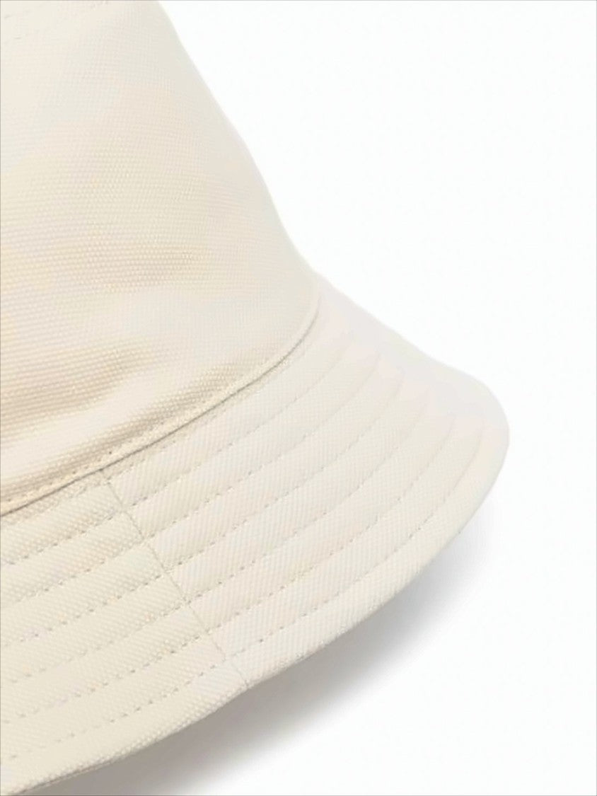 Light Beige Cotton Bucket Hat with Embroidered Logo