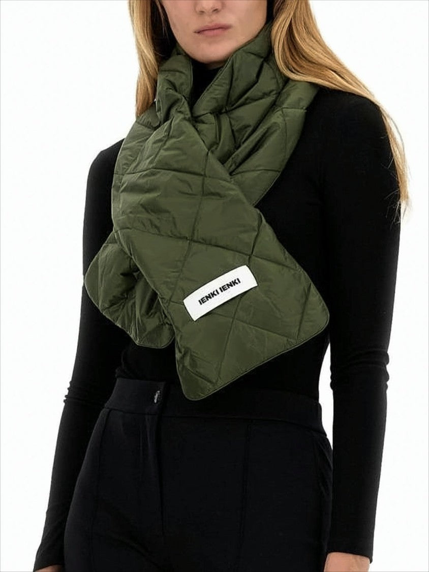 Quilted Padded Scarf With Diamond Pattern Stitching