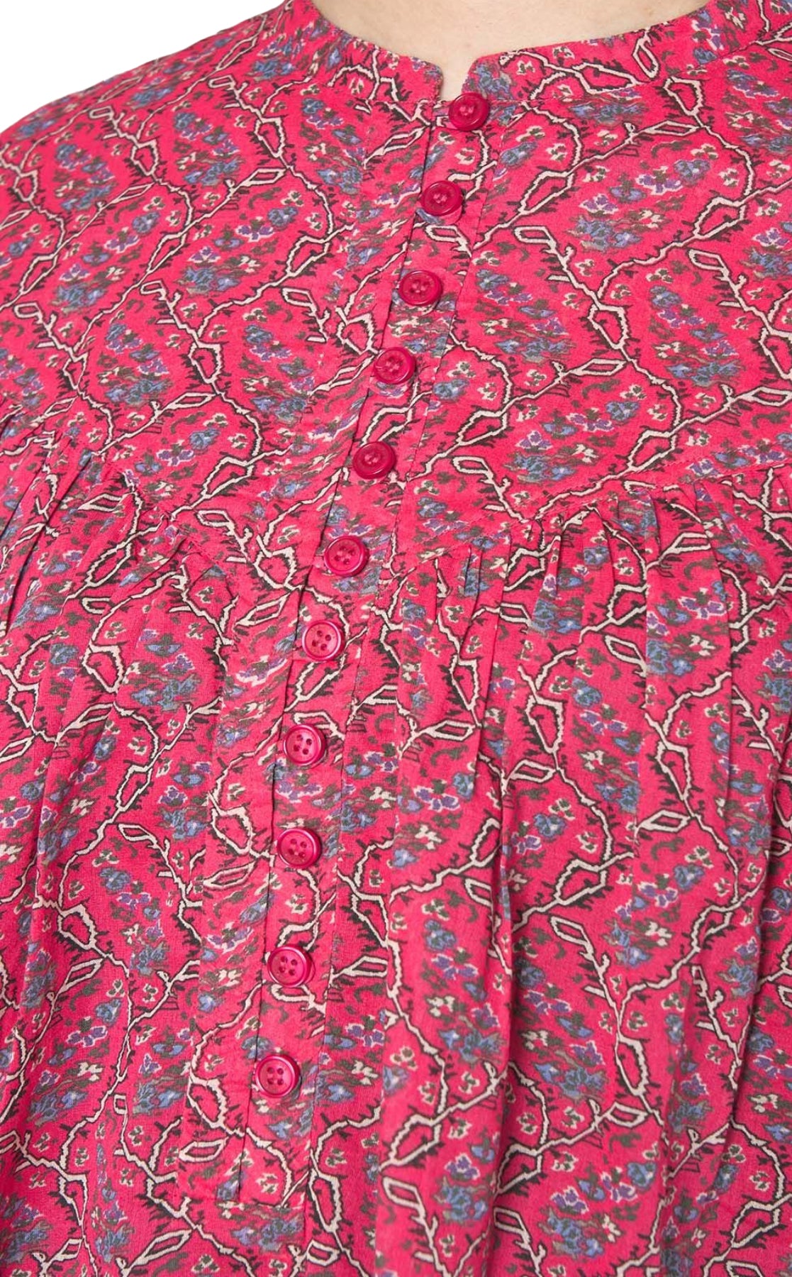 Floral Print Tunic with Voluminous Sleeves
