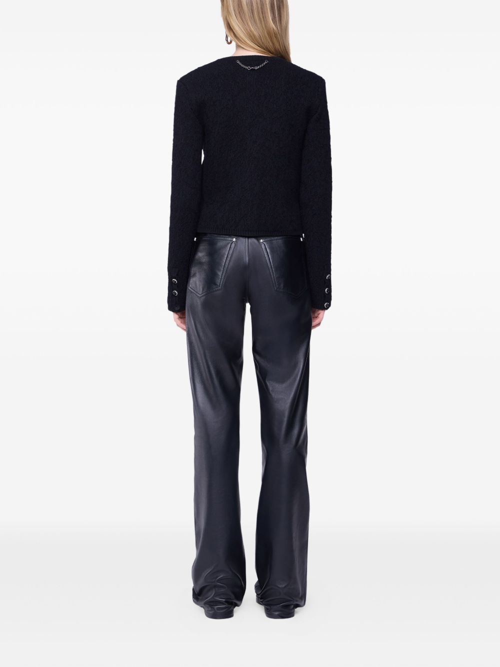 Flared Nappa Leather Trousers With High Waist
