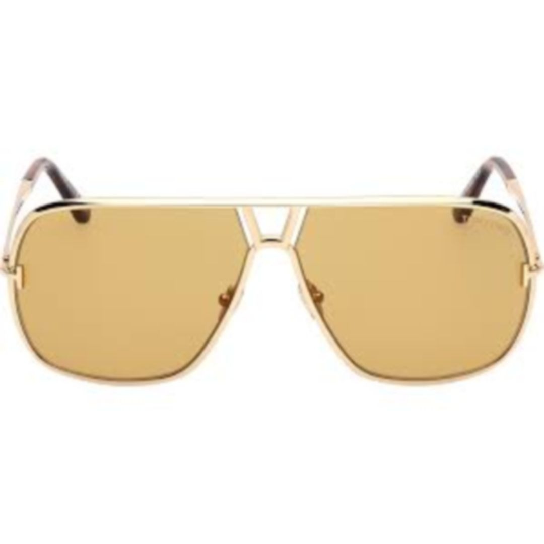 Ft1204 Rectangular Amber-Tinted Sunglasses