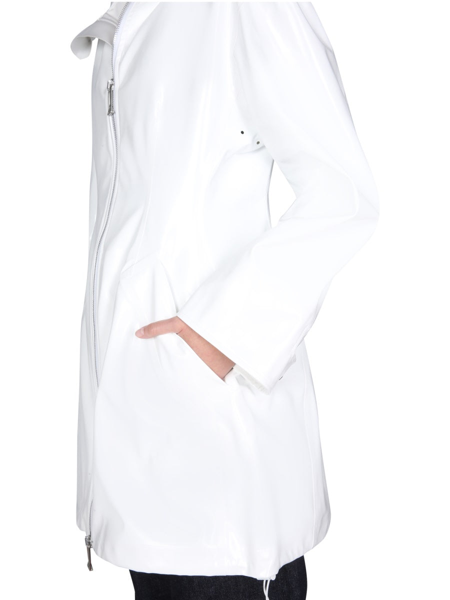 Hooded High Neck Parka with Front Zipper Closure