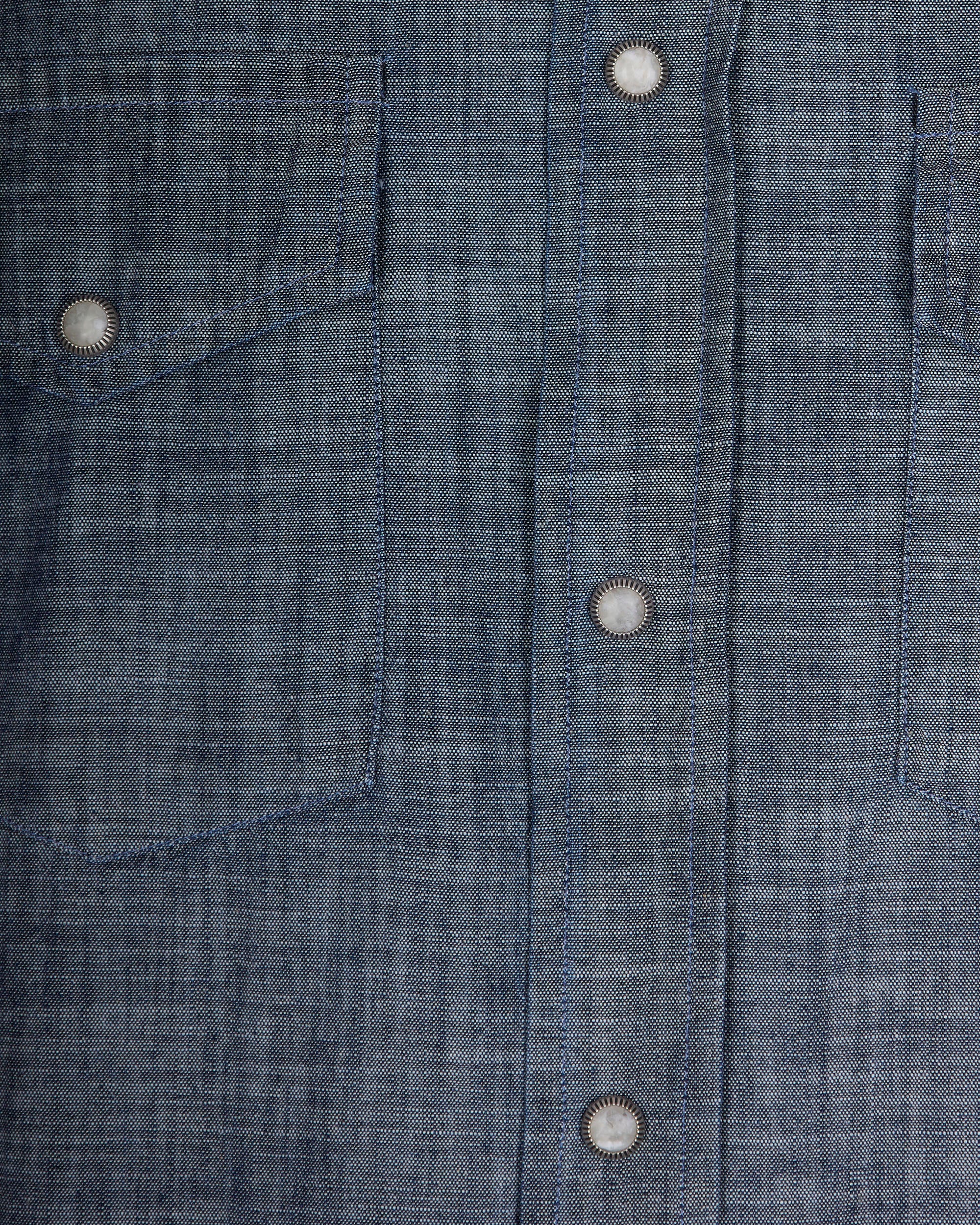 Textured Cotton Shirt with Pearl-like Buttons