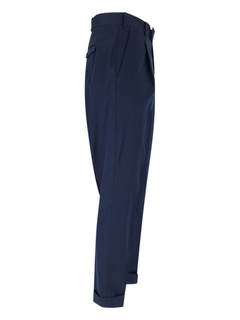 Navy High-Waisted Chino Pants With Straight Leg Design