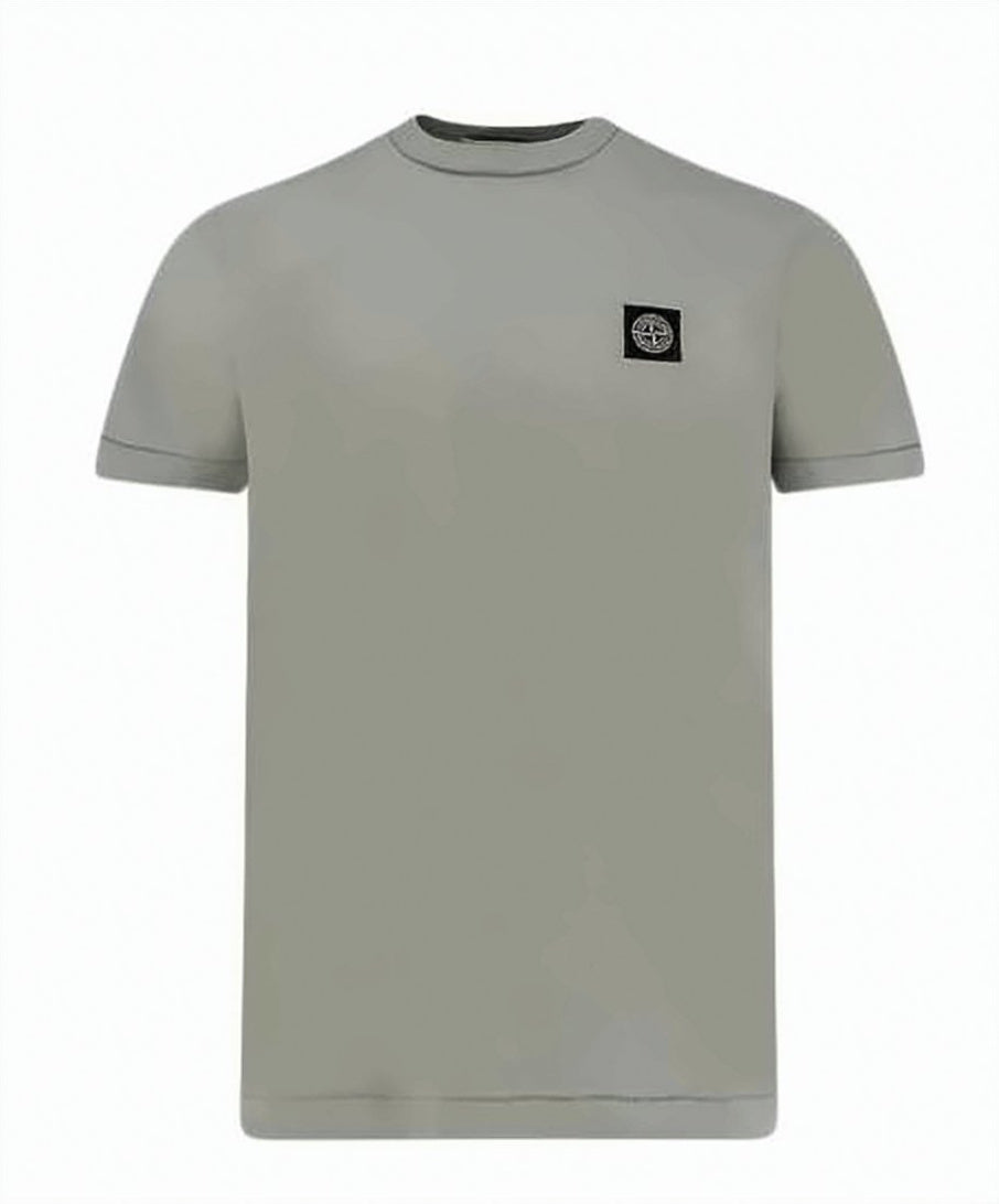Grey-Green Short-Sleeve T-Shirt with Iconic Patch