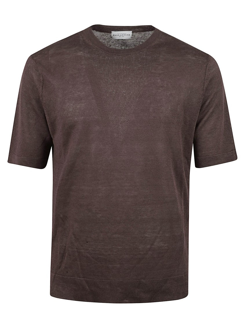 Brown Relaxed-Fit Crew Neck T-Shirt