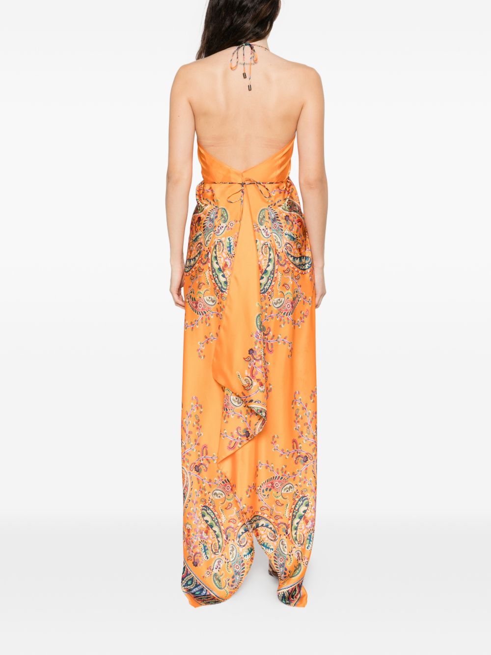 Asymmetrical Handkerchief Hem Dress with Paisley Patterns
