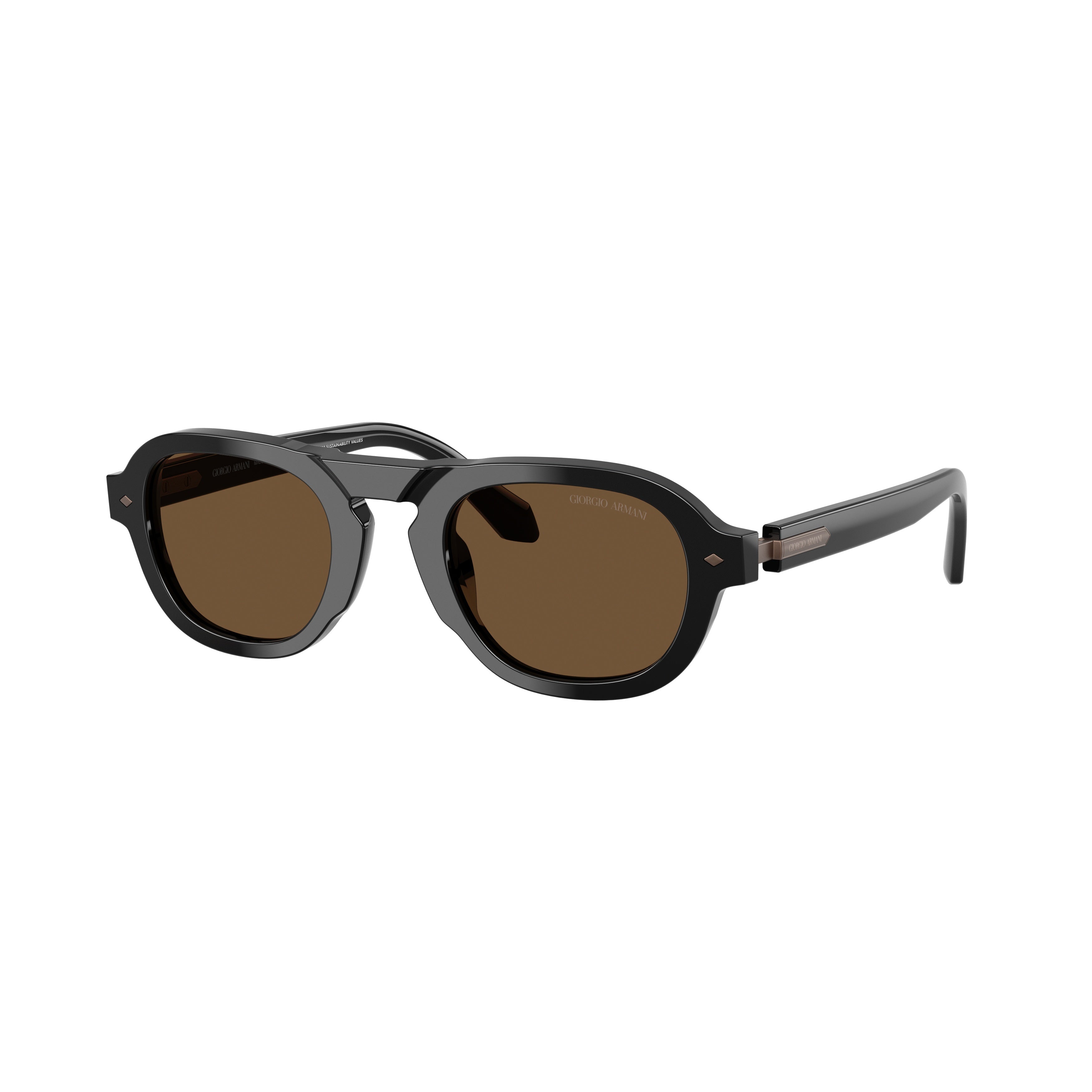 0ar8244 Bold Black Acetate Sunglasses with Warm Brown Lenses