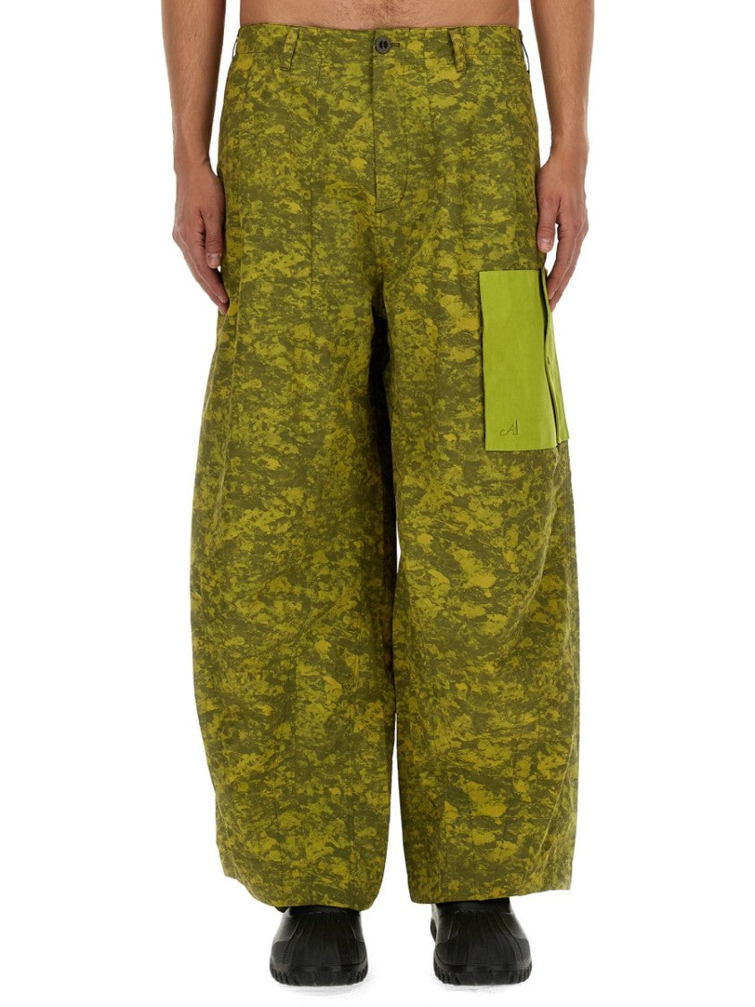 Wide-Leg Cargo Pants With Textured Pattern