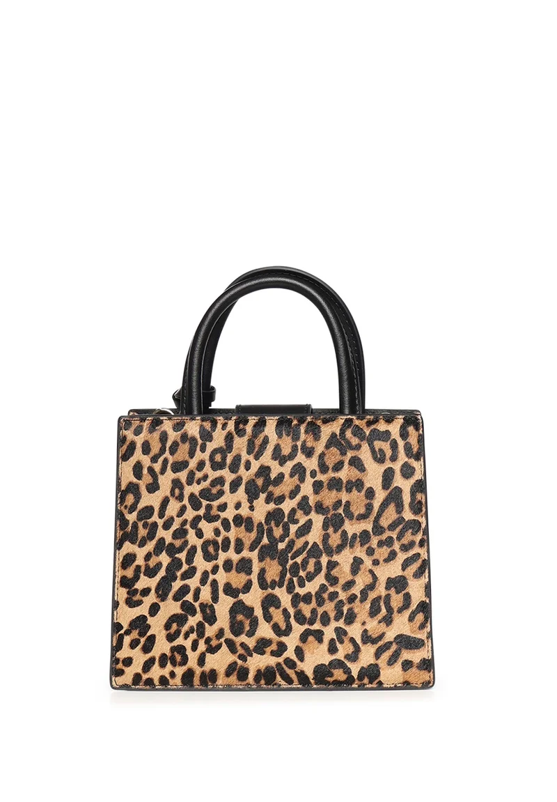 Structured Leopard Print Handbag with Versatile Carrying Options