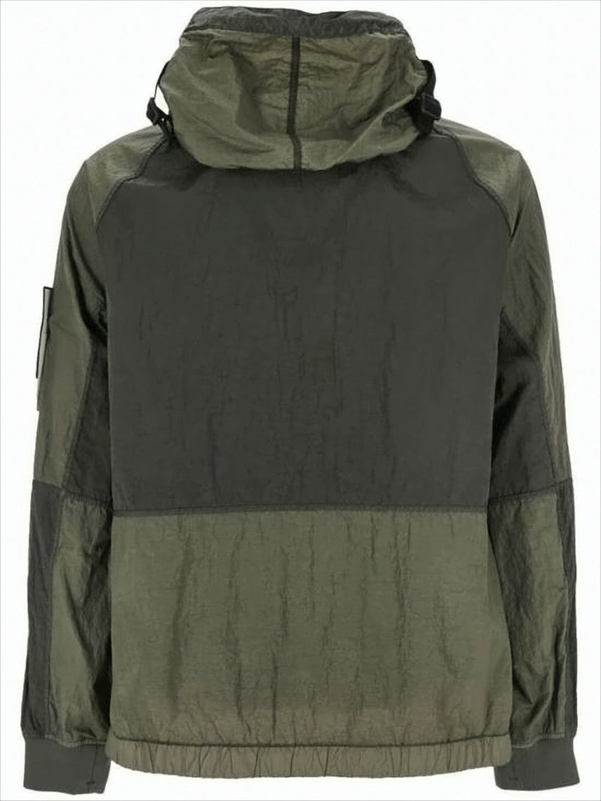 Two-tone Olive Green Hooded Jacket