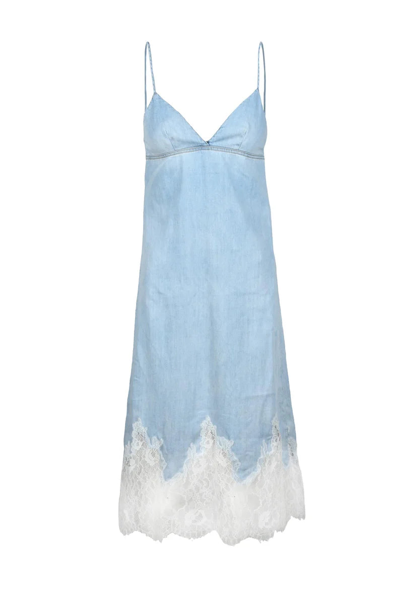 Women's Long Dress - Light Blue Lace