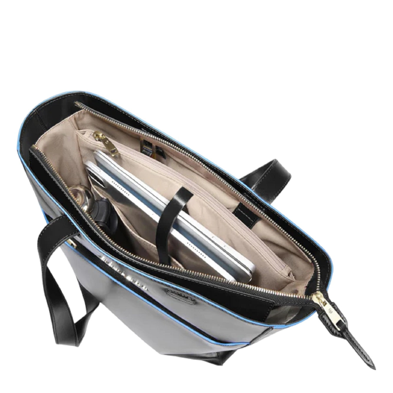 Vertical Leather Tote Bag with Padded Compartment
