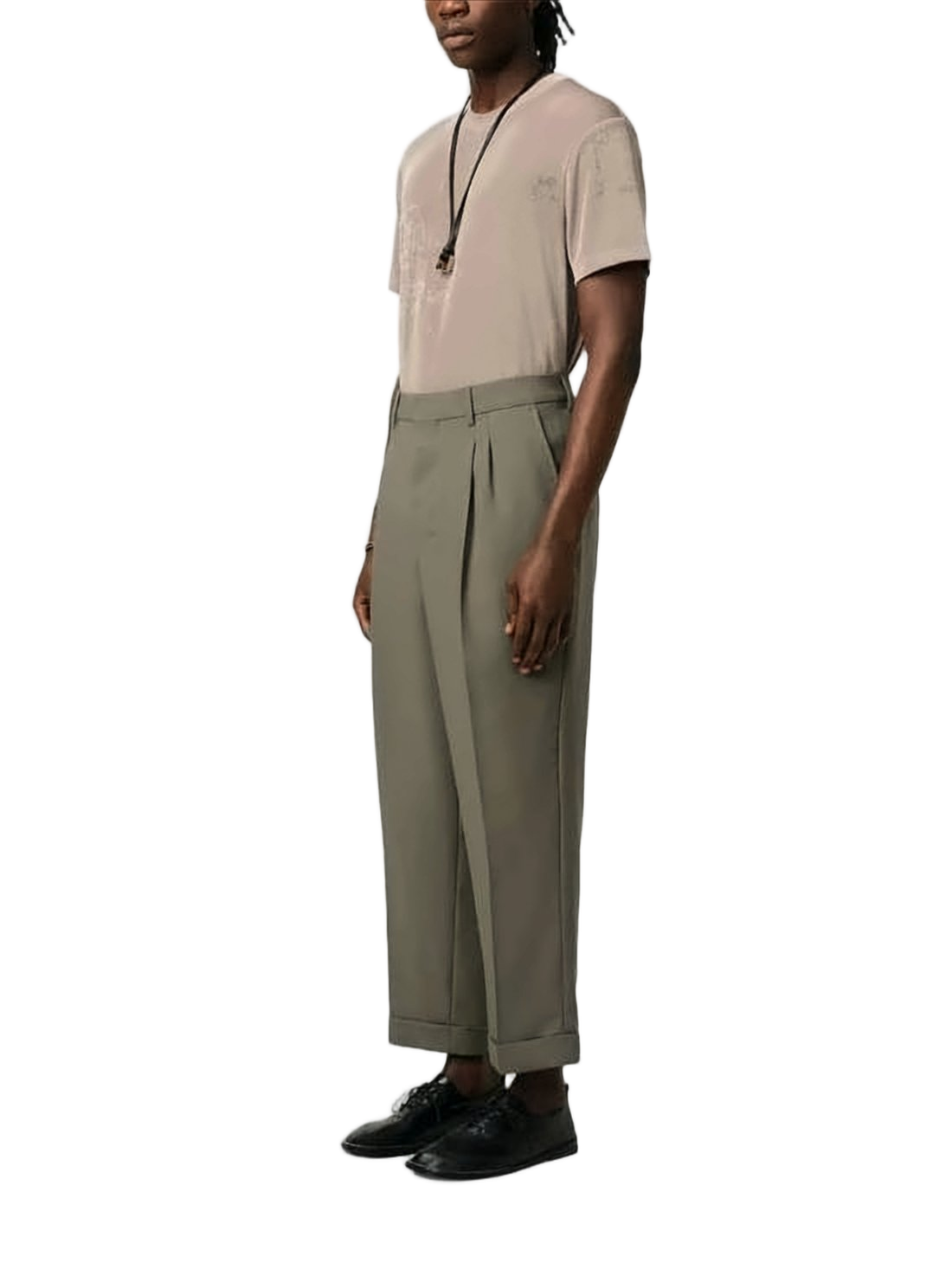 Tailored High-Waist Suit Pants with Pleated Front