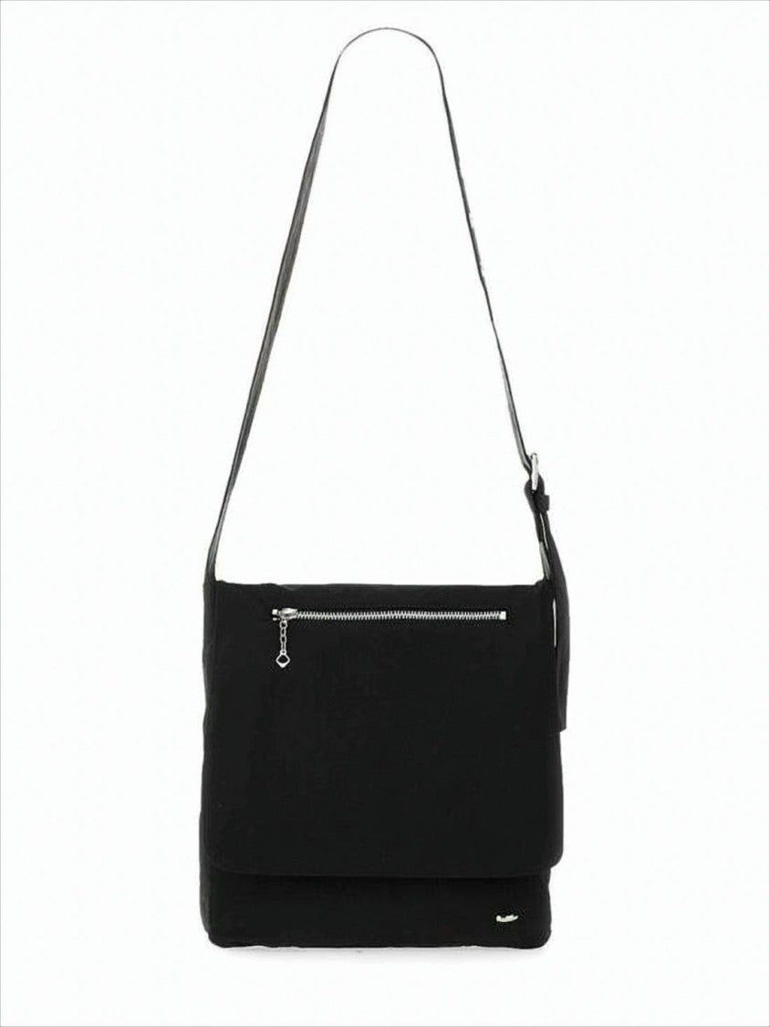 Black Shoulder Bag with Flap Closure