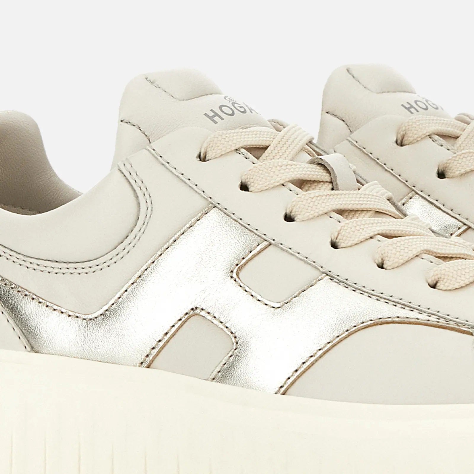 H-Stripes Lace-Up Sneakers in Sheepskin and Calfskin