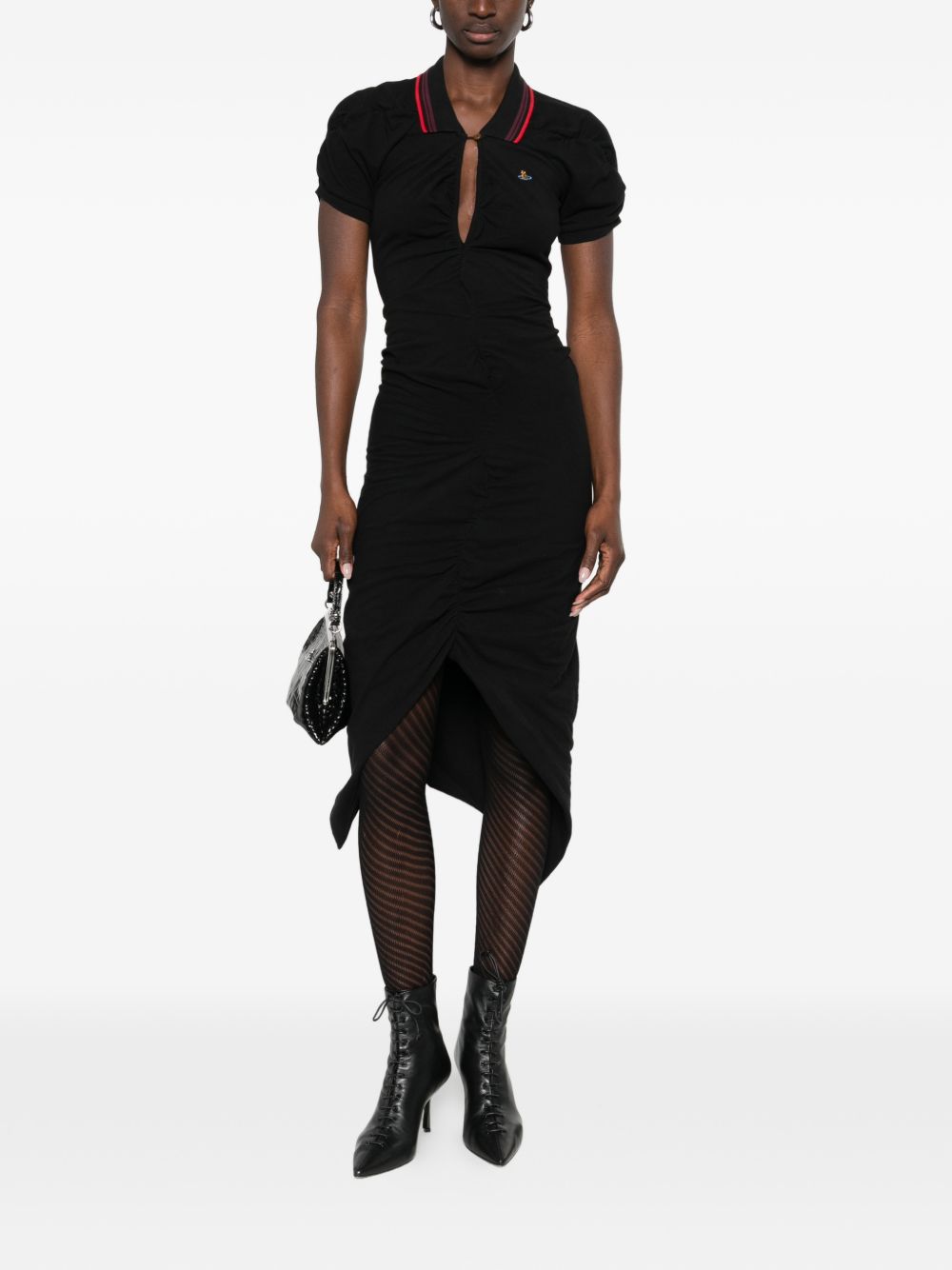 Asymmetric Hem Black Dress