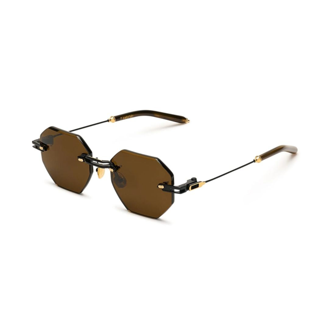 Trofeo Octagonal Brown Lens Sunglasses with Metal Frame