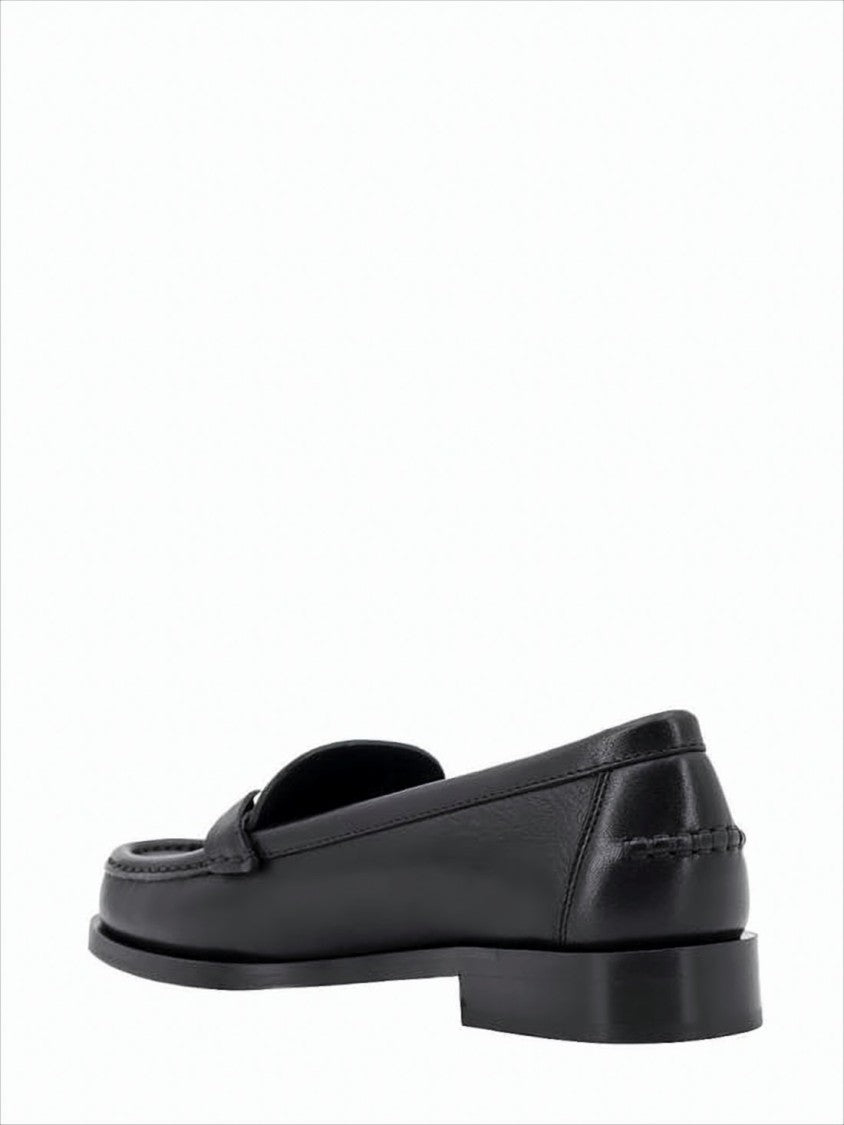 Black Calf Leather Loafers with Polished Finish