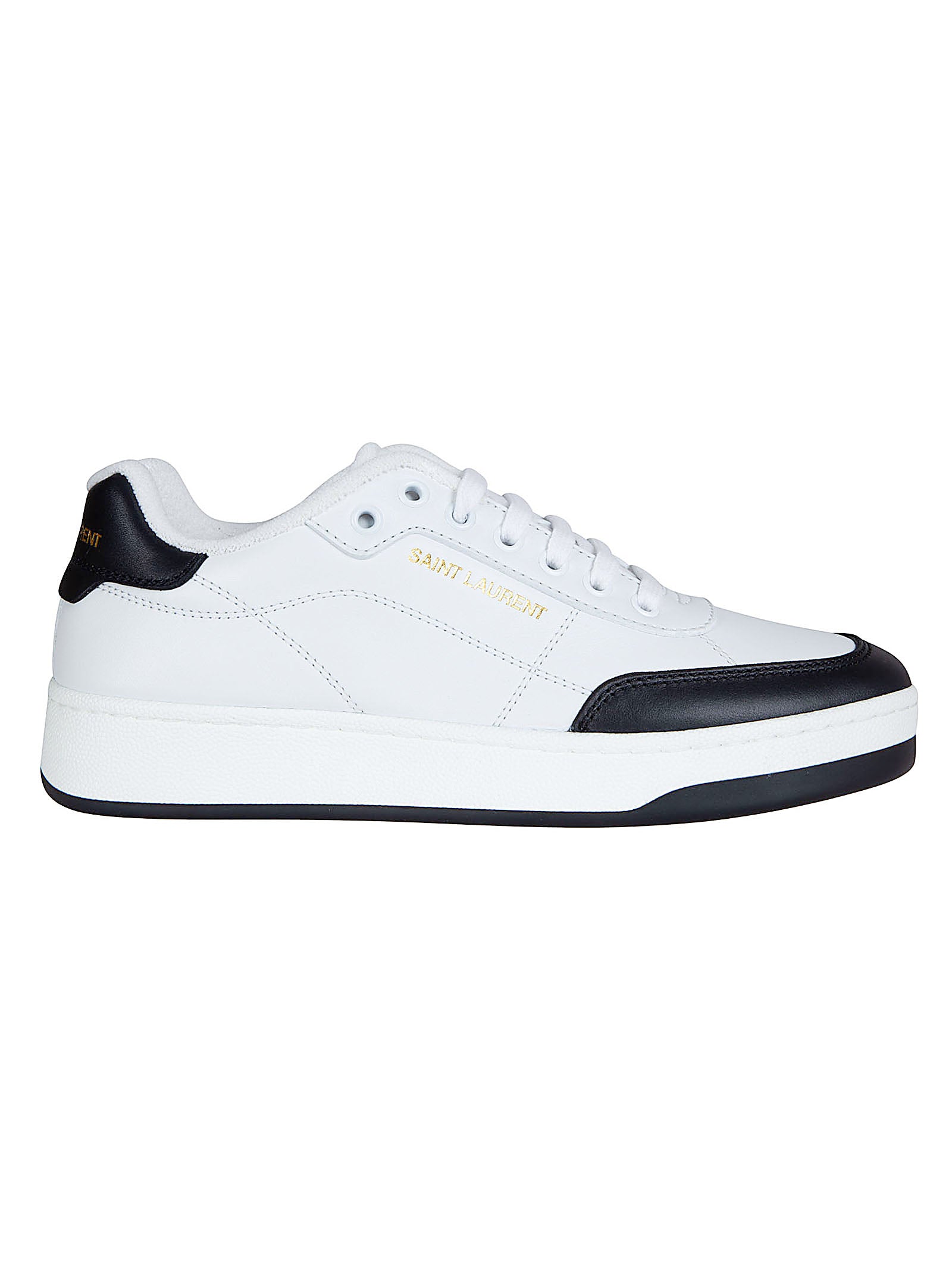 Low-Top Lace-Up Sneakers with Gold Branding Details