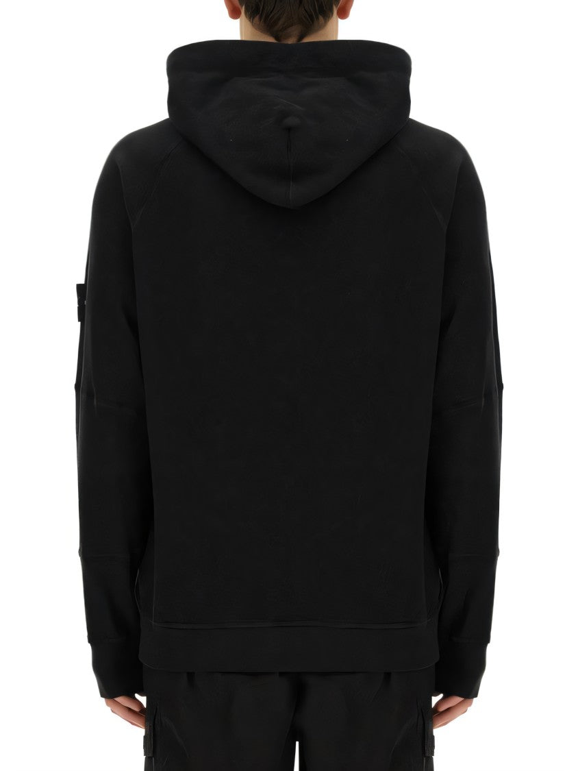 Classic Black Hoodie With Distinctive Sleeve Logo