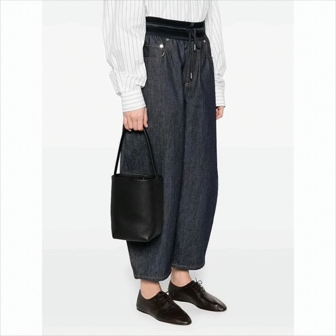 Textured Calf Leather Bucket-Style Shoulder Bag