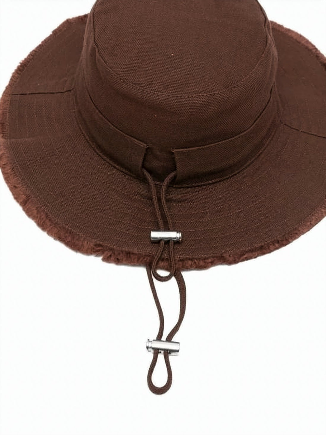 Brown Bucket Hat with Frayed Brim