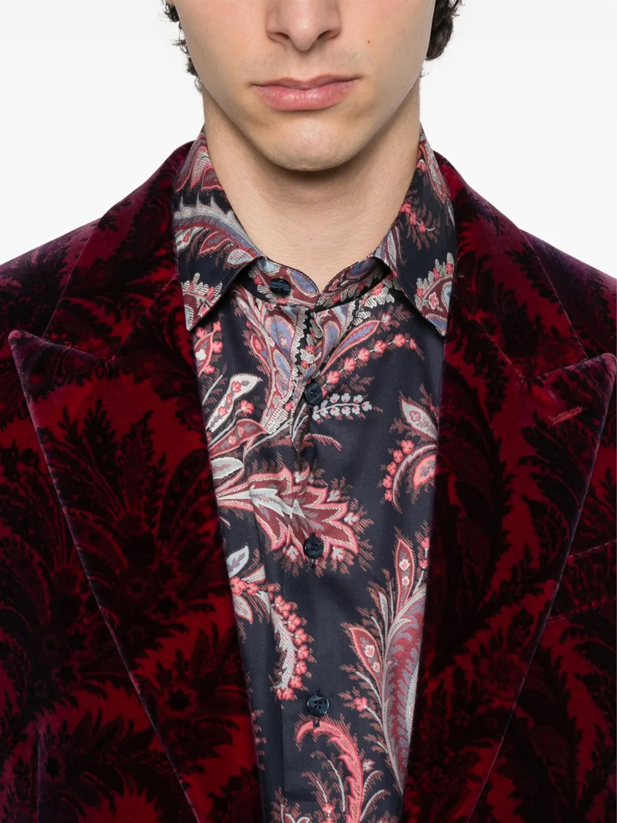 Roma Black Red Paisley Pattern Shirt