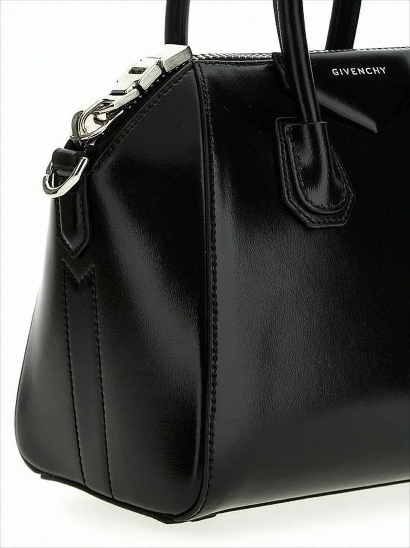Structured Black Calf Leather Tote Bag