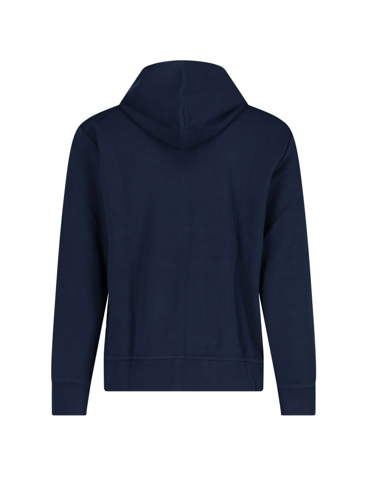 Navy Smooth Texture Ribbed Knit Hooded Sweatshirt