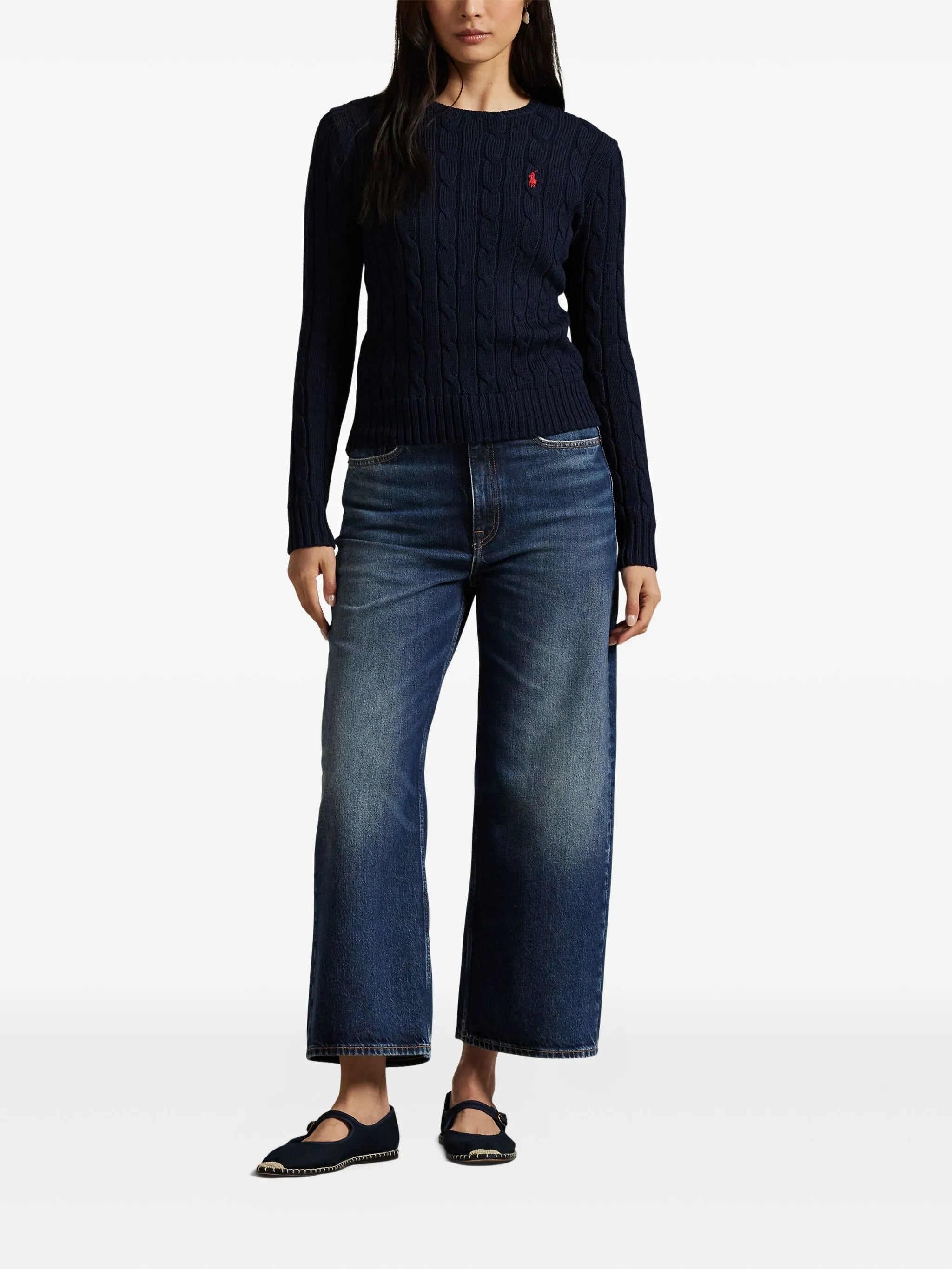 Blue Julianna Pullover Cable Knit Sweater