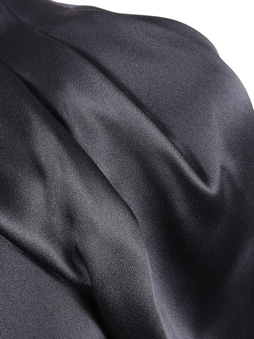 Satin Long Dress With High Collar