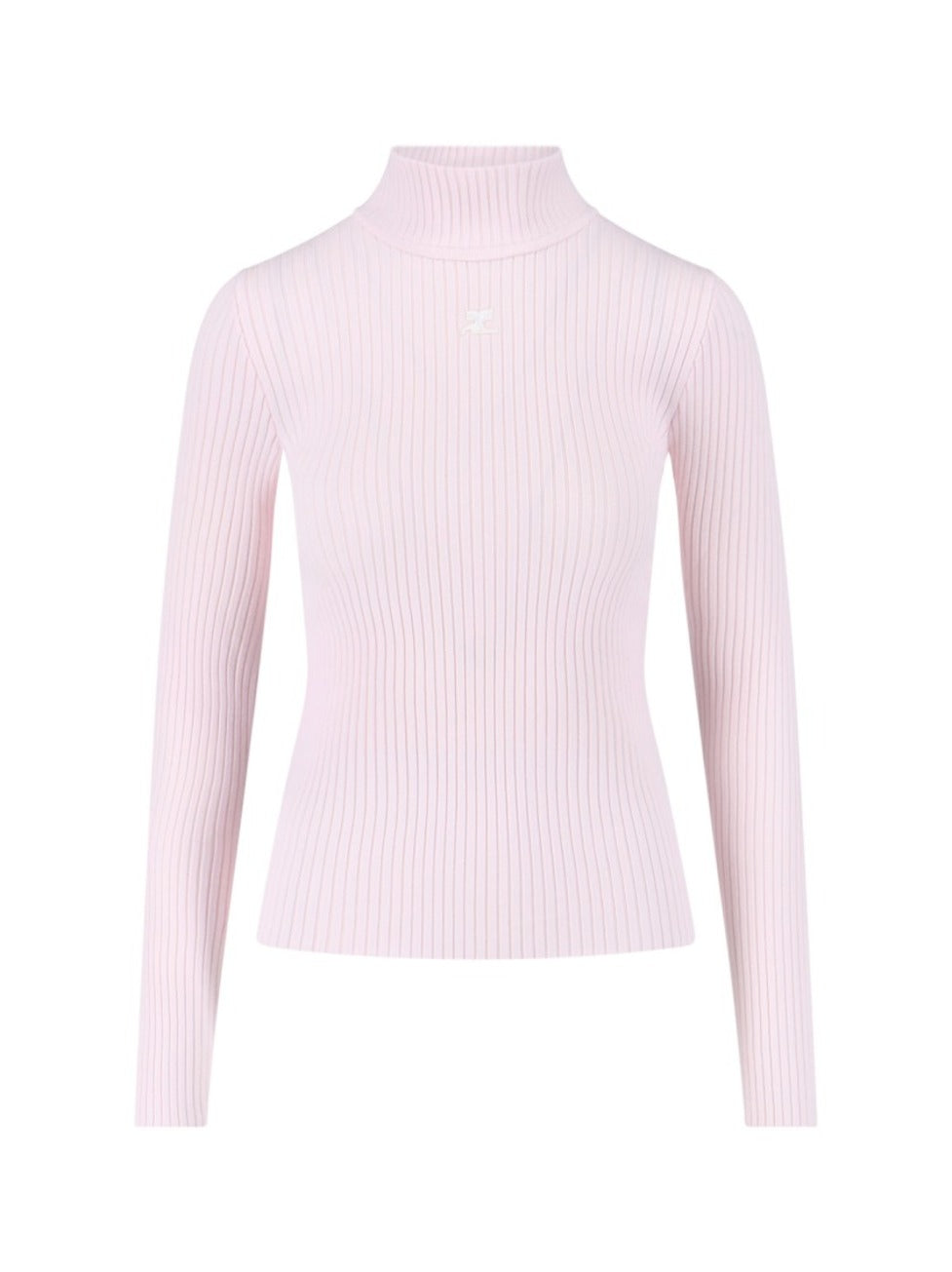 Logo Turtleneck, In Pink Viscose Blend